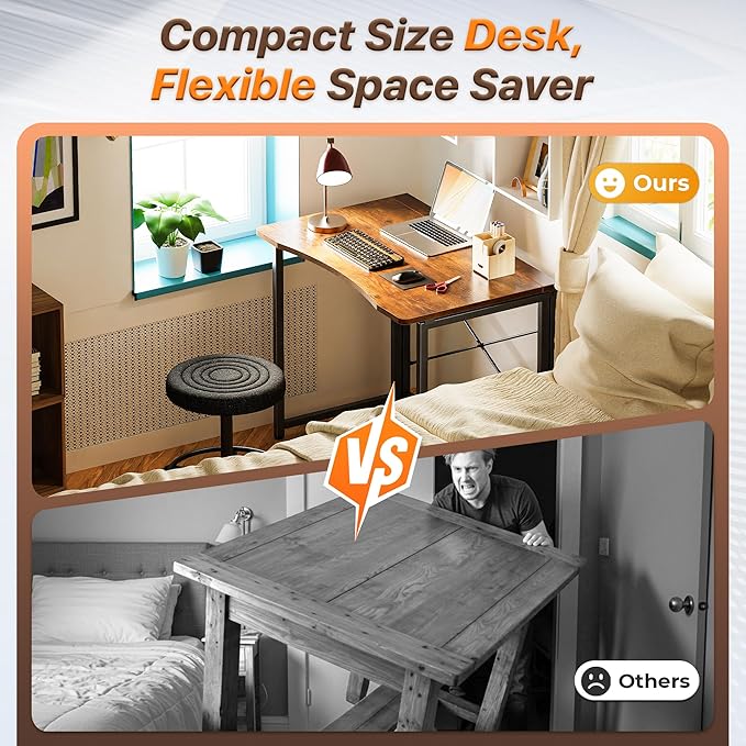 Huuger Folding Desk for Small Spaces, 31.5 Inch Foldable Computer Table - Image 3