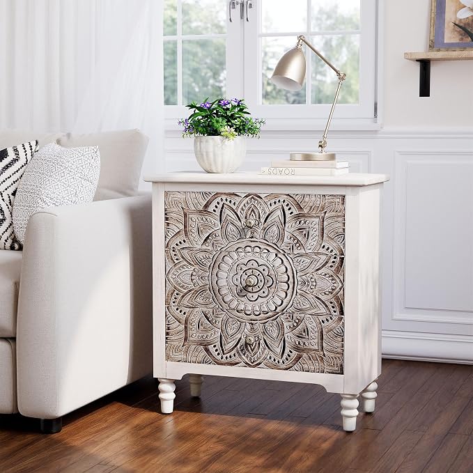 HOMPUS White 3 Drawer Dresser Set 2, Bedside Table Set of 2 - Image 4