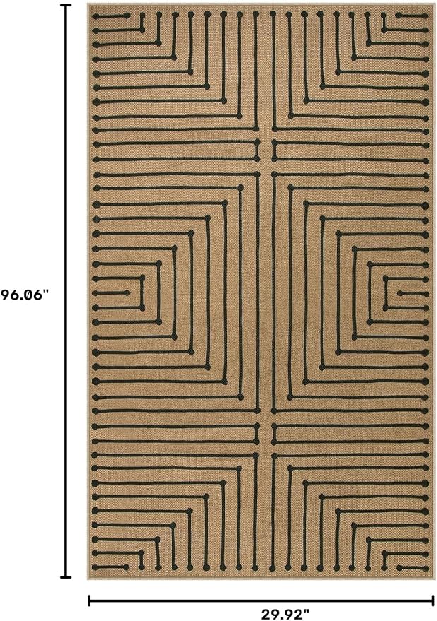 Lahome Geometric 2x8 Runner Rug, Neutral Non Slip Kitchen Entryway Runner | - Image 2