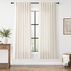 Modern Linen Curtains for Living Room 72 Inches Long Light Filtering Semi Sheer by Nanspring