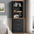 Bookshelf with Drawers, Floor Standing Display Storage Cabinet - Image 7