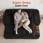 83.5" Boneless Loveseat with 2 Ottoman, Cloud Comfy Sofa Bed, Modular Sofa - Image 3