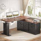 SEDETA Farmhouse L Shaped Standing Desk, 55 inch Height Adjustable Corner Desk by SEDETA