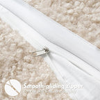 Faux Fur Throw Pillow Covers 20x20 Inch Set of 2 Boucle Neutral Decorative - Image 3