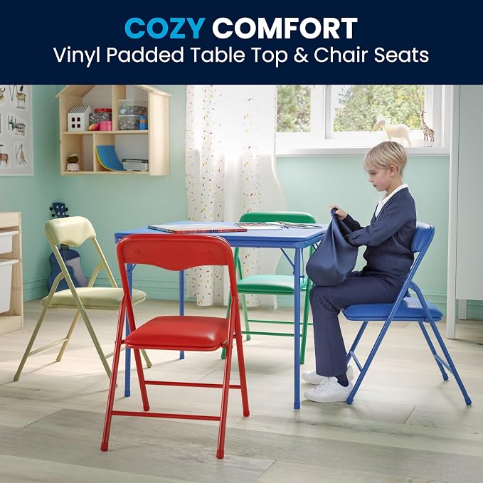 Flash Furniture Mindy Kids 5-Piece set Folding Square Table and Chairs Set - Image 9