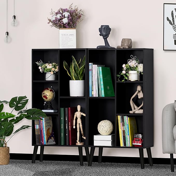 YAHARBO Small Black Narrow Bookshelf, 3 Tier Modern Bookcase - Image 5