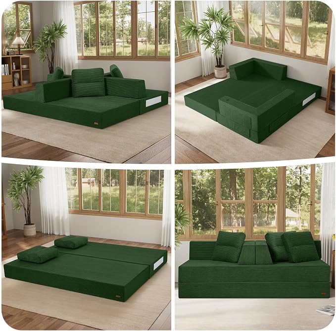 COMAX Futon Sofa Bed Queen, 4 in 1 Folding Boneless Sleeper Corduroy Couch - Image 5