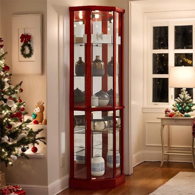 Corner Curio Cabinet, Wine Bar China Cabinet by CKEASEANFurniture