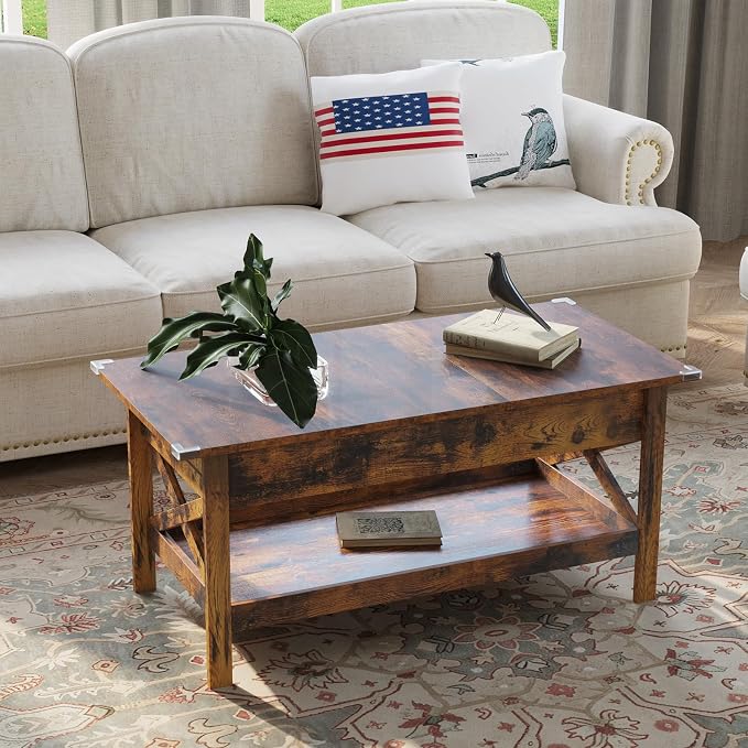 Lift Top Coffee Table with Storage, Small Coffee Table with Hidden Compartment - Image 8