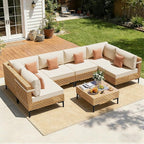 ABCASA Patio Furniture Set, Boho Patio Conversation Set Sectional Sofa by ABCASA