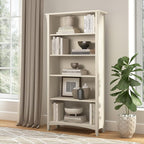 Bush Home Salinas 5 Shelf Bookcase in Antique White, Tall Bookshelf, Large Book - Image 2