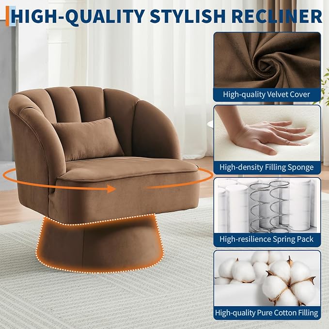 Garvee Ultra-Plush Swivel Accent Chair, 360° Barrel Lounge Chair - Image 4