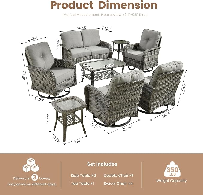 Weaxty 8 Pieces Outdoor Patio Furniture Sets - Image 2