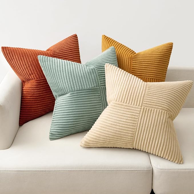 MIULEE Fall Teal-Orange Decorative Throw Pillow Covers 22x22 Inch Set of 4 Boho - Image 5