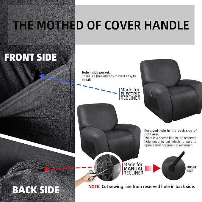 ANARACHON Leather Look Recliner Chair Covers Stay in Place 4-Piece Recliner - Image 6