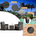 Shintenchi 3 Pieces Patio Furniture Set 3 Pieces PE Rattan Wicker Chairs - Image 6