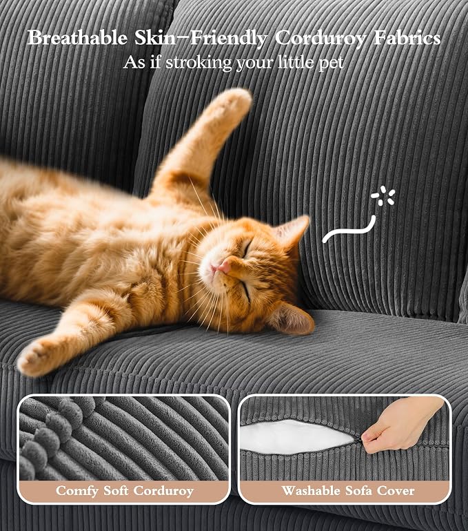 Kidirect 70in U Shaped Couch, Modular Sofa No Tool Assembly, Comfy Sectional - Image 5