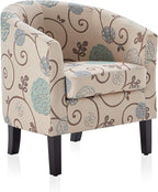 BELLEZE Living Room Chair, Linen Round Accent Barrel Chair, Club Tub Sofa Chair - Image 6
