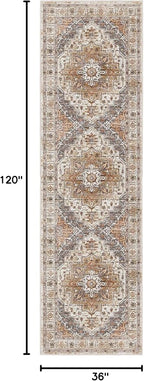 Madane Hallway Runner Rug 3x10 Washable Kitchen Runners 10ft, Turmeric/Grey | - Image 2