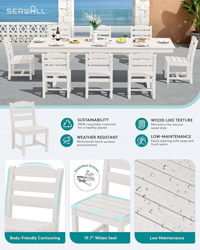 SERWALL 9 Piece Outdoor Dining Set - Image 4