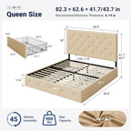 Allewie Upholstered Queen Size Platform Bed Frame - Image 2