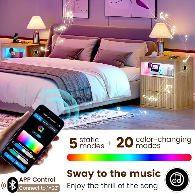 WOOVIVS Modern Nightstand Set of 2 - Image 4