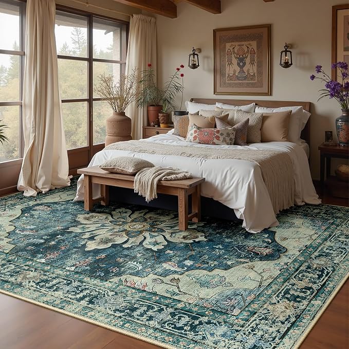 RELEANY Washable Area Rug, Large 9'x12', Water Repellent, Pet Friendly - Image 3
