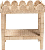 Bali & pari Sumana Bohemian Scallop Natural Rattan and Mahogany Side Table - Image 4