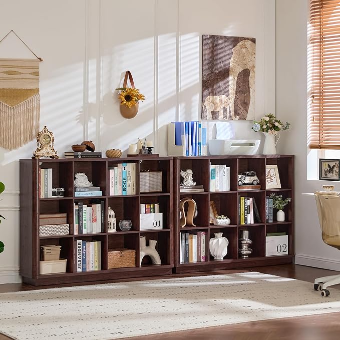 Joaxswe 12 Cube Storage Organizer, Wood Floor Standing 3-Tier Cubby Bookcase - Image 7