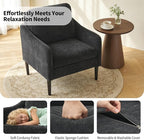 2PCS Mid Century Modern Accent Chair, Chenille Fabric Armchair - Image 5