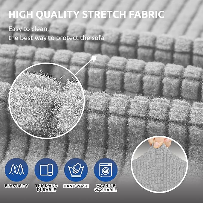 Stretch Couch Covers for Sofa, 3 Cushion Couch Slipcover, Elastic Bottom for - Image 5