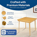 MECO Stakmore Classic Straight Edge Square Wood Folding Card Table, Oak - Image 4