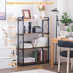 HCHQHS Bookshelf, 4-Tier Industrial Bookcase, Rustic Open Book Shelf, - Image 3
