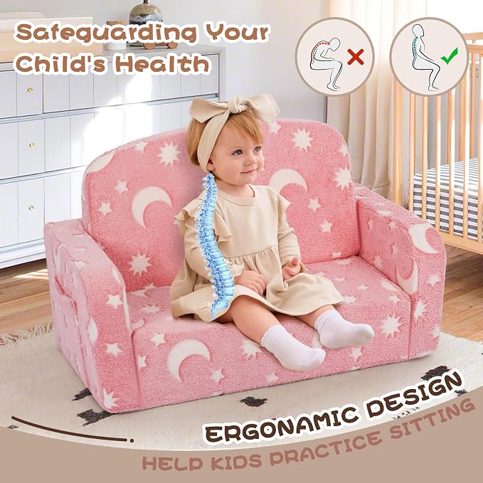 Foryoomi Extra Wide Kids Couch, Kids Sofa, Toddler Sofa, Glow in The Dark - Image 7