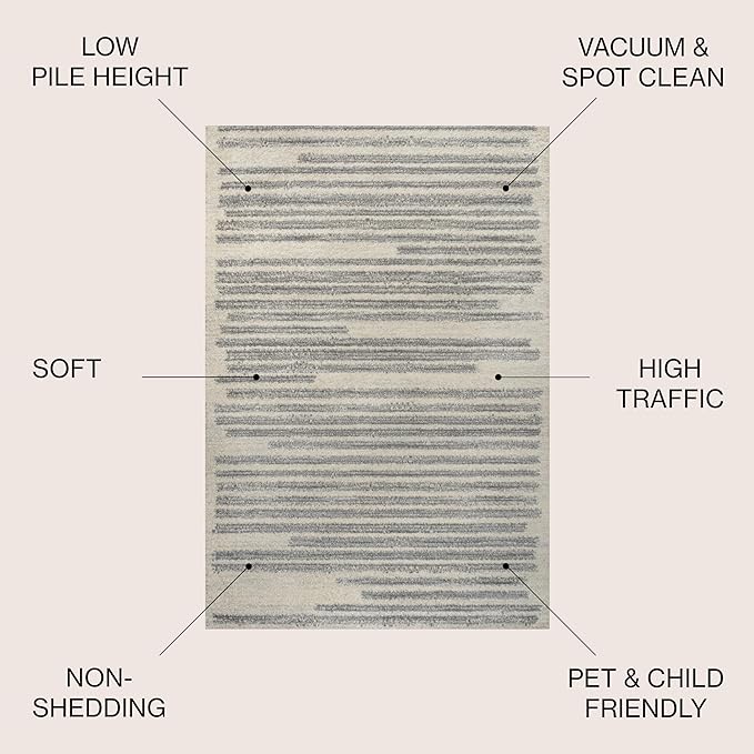 JONATHAN Y Khalil Modern Berber Stripe Cream/Gray Indoor Area Rug, Contemporary - Image 2