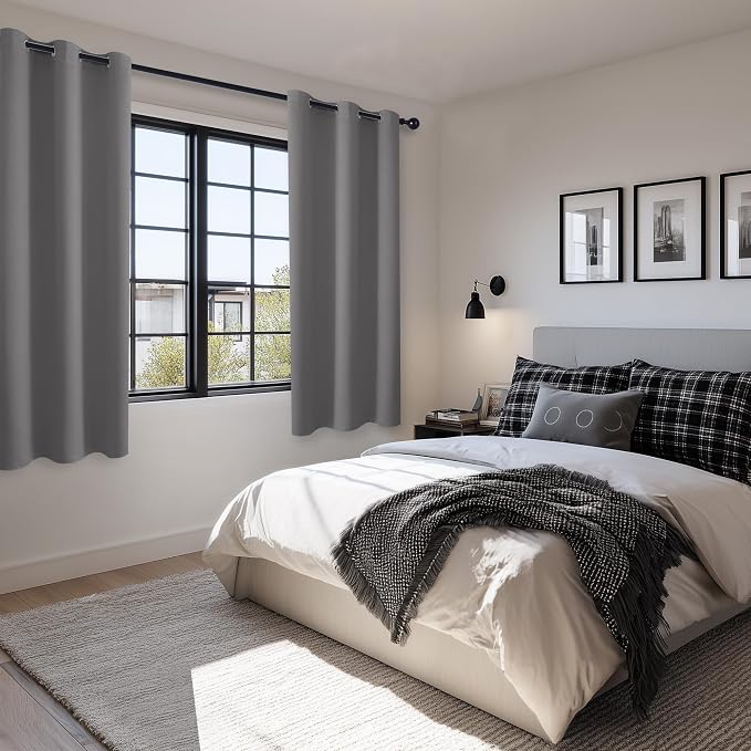 Blackout Curtains for Bedroom, Light Grey, 38 x 72 Inch, 2 Panels | Light - Image 6