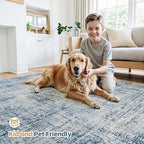 6x9 Washable Area Rug for Living Room Bedroom: Non-Slip Modern Blue Gold | - Image 6