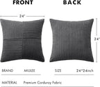 MIULEE Grey Decorative Euro Sham Pillow Covers 24x24 Inch 2 Pack | Boho - Image 7
