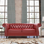 Mid-Century 2 Seater Sofa, Faux Leather Loveseat - Image 3