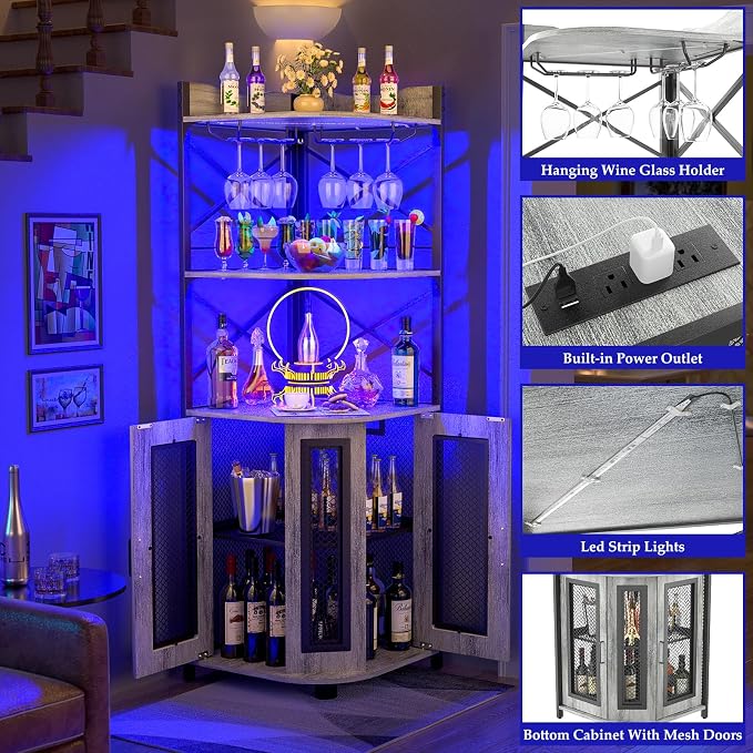 Aheaplus Corner Bar Cabinet - Image 4