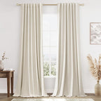100% Blackout Linen Curtains 102 Inch Length 2 Panels Set by Guken