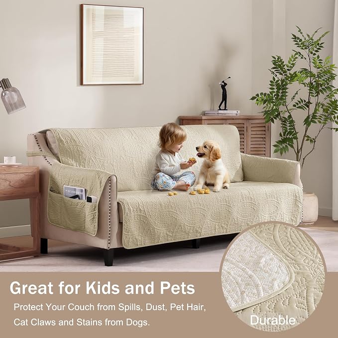 Quilted Camel Sofa Slipcovers - Image 8