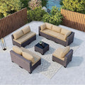 Kullavik 9 Pieces Outdoor Patio Furniture Set, Outdoor Sectional Rattan Sofa by KULLAVIK