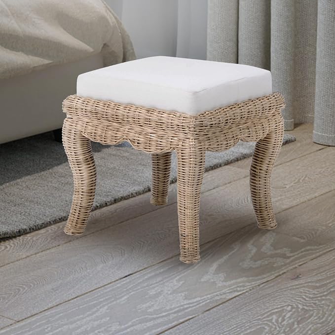 JONATHAN Y Rowan 18.5" Natural Woven Rattan Vanity Stool - Image 2
