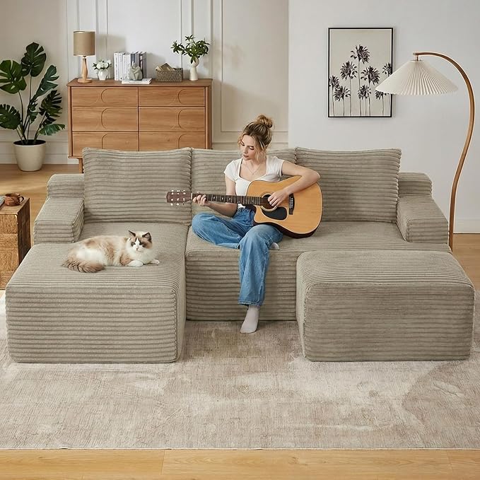 96" Cloud Sectional Couch U-Shaped Chaise - Image 6