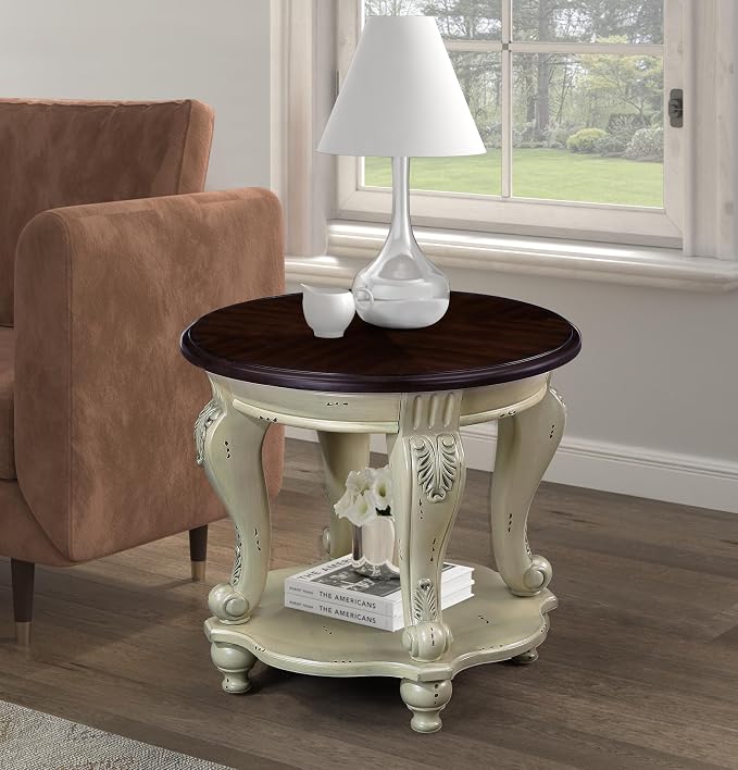 3-Piece Traditional Solid Wood Table Set, Vintage Table Set of 3 Includes 1 - Image 7