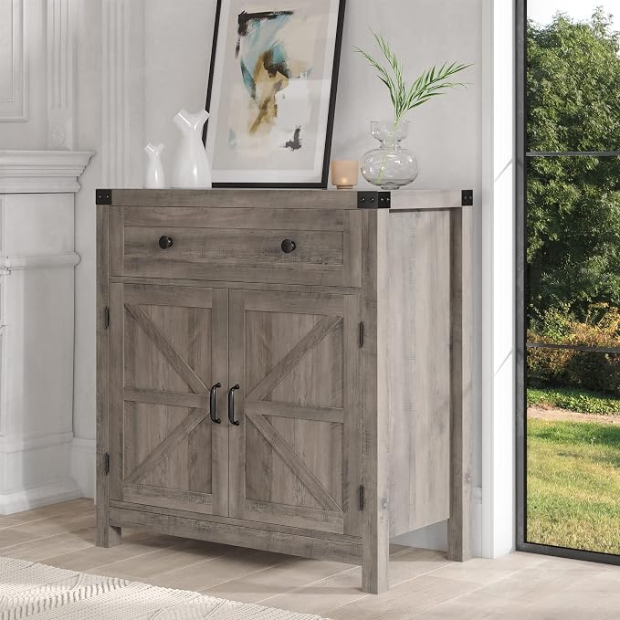 HOSTACK Coffee Bar Cabinet, Kitchen Storage Cabinet, Modern Farmhouse Buffet - Image 2