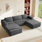 Vesgantti 119" Oversized U-Shaped Modular Sectional Sofa, Corduroy Cloud Couch by Vesgantti