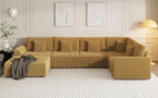 146" Modular Sectional Sofa, Oversized U Shaped Couch, Convertible Sleeper Sofa - Image 5