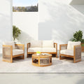 VilroCaz 4-Piece Patio Conversation Set, All Weather Sectional Sofa Set w/ 2 by VilroCaz